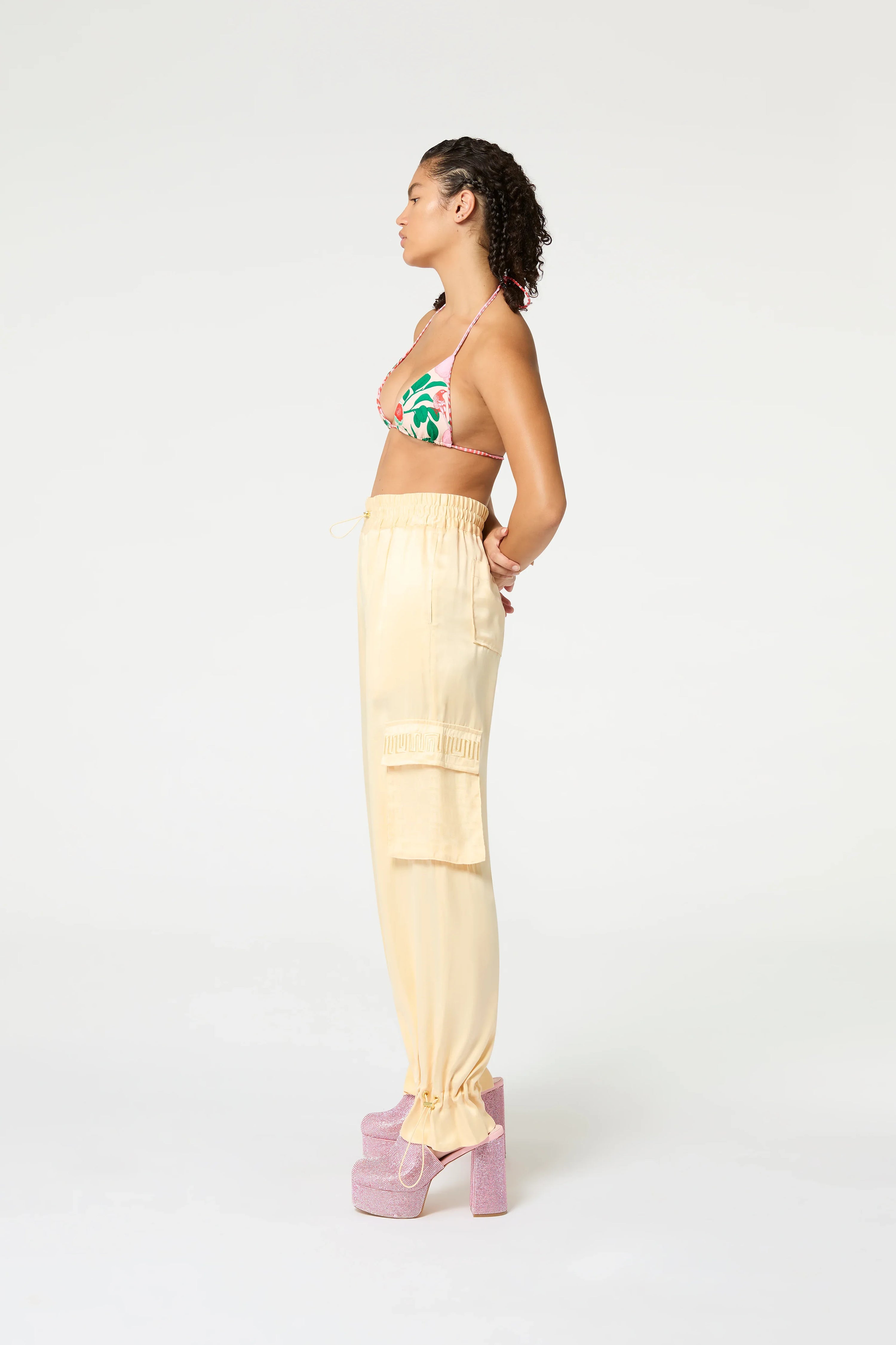 Creme Jacquard Cargo Pant - MUMA WORLD