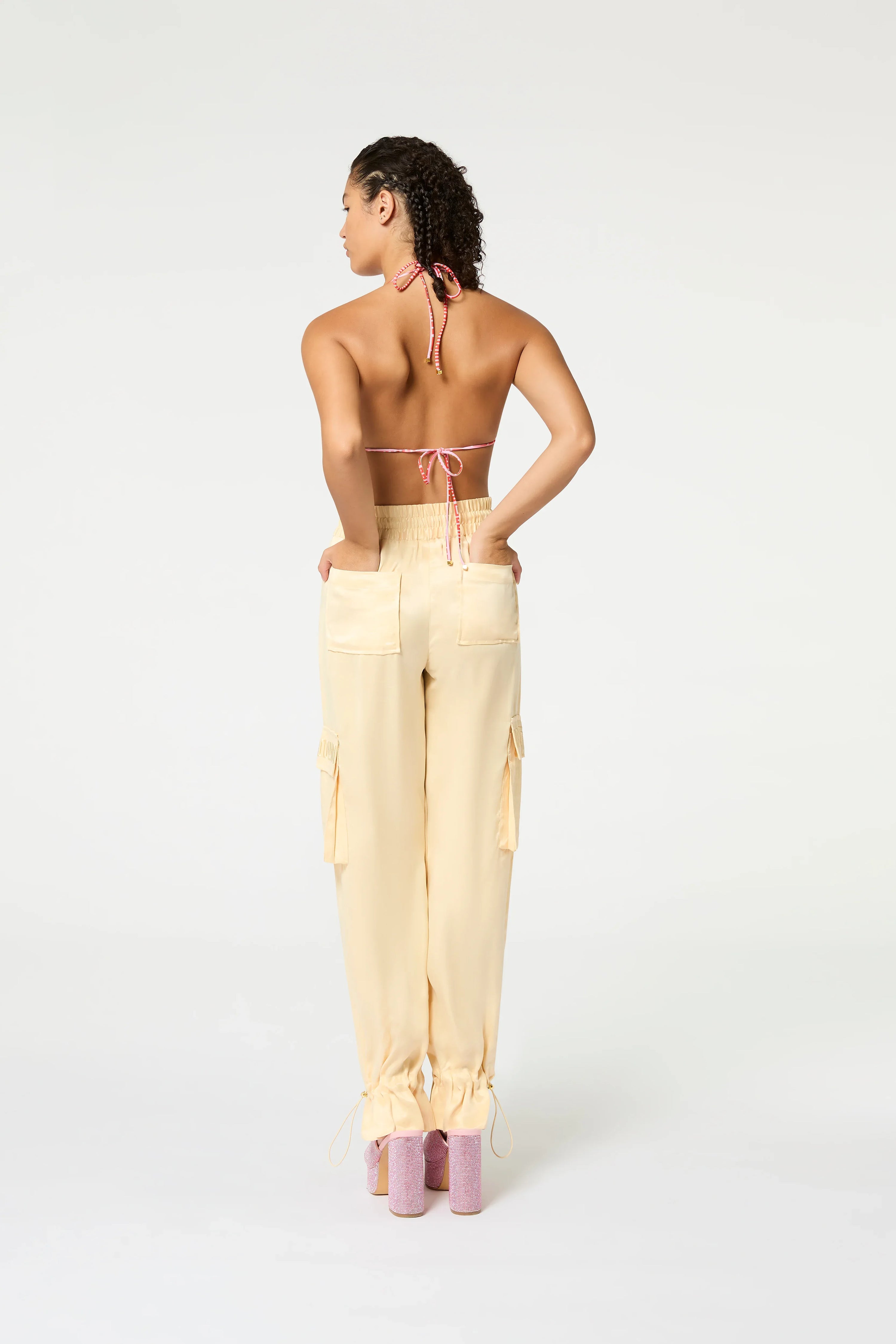 Creme Jacquard Cargo Pant - MUMA WORLD